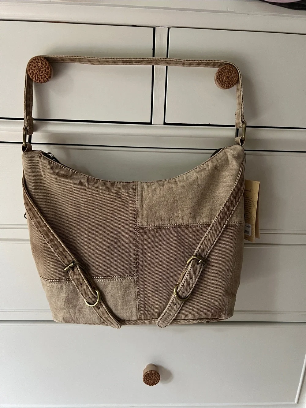 Patricia Nash denim patchwork Hobo Bag
